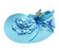 Women Straw Fascinator Headband Butterfly Banquet Headdress | Fabric Build, Comfortable Wear, Not Easy to Fade, for Cosplay and Anniversary, Lake Blue