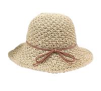 Women Straw Sun Hat Floppy Sun Hat Summer Girls Panama Hat Wide Brim Beach Cap Foldable Natural Straw Braided Trilby Hat Anti-UV Protection Hat with Lovely Bowknot Sun Visor Hat for Outdoor Activities