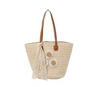Women Straw Top Handle Bag Large Capacity Handbag Lightweight & Portable | Straw Tote Bag with Lace Natural Handwoven Material Spacious Beach Day Bag Versatile Chic Design Lightweight Comfortable
