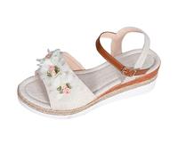 Women Straw Wedge Platform Walking Sandals, Women Adjustable Buttons Beach Slides, Thick-Soled Lace-Up Sandals, Non-Slip Breathable Hiking Shoes for Long Distance Hiking And Climbing