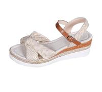 Women Straw Wedge Platform Walking Sandals, Women Adjustable Buttons Beach Slides, Thick-Soled Lace-Up Sandals, Non-Slip Breathable Hiking Shoes for Long Distance Hiking And Climbing