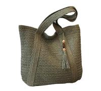 Women Straw Woven Handbag Summer Beach Casual Tote Top-Handle Bags Large Capacity Ladies Bohemian Shoulder Bags(Green)