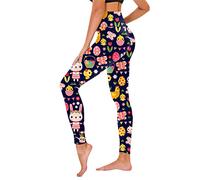 Women Stretchy Pants Easter Eggs Gym Fitness Tights Bunny Printed Workout Leggings Easter Rabbits Slim Tights Trousers Gym Leggings Stretchy Pants Bunny Eggs Print Trousers (Black, M)