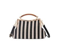 Women Stripe Canvas Handbag with Adjustable Strap Crossbody Bag | Lightweight crossbody bag with adjustable strap for daily commute, casual wear, and gift-ready style