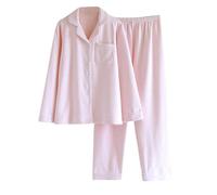 Women Striped Pyjamas Set Long Sleeve Soft Pyjama Sets Winter Warm Pjs Fleece Loungewear Cosy Nightwear Comfort Loose 2 Piece Outfit Ladies Thick Plush Pajamas Button Down Tops and Pants Set Pink