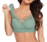 Women Strong Grip Bra, Wireless, Cotton Seamless V-Neck Mesh Design Wireless Minimizer Soft Sleep Bra for Women