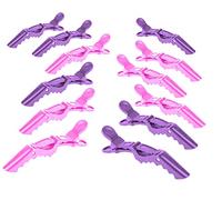 Women Styling Hairclip - 12pcs Plastic Alligator Hair Sectioning Clips,Durable Hair Styling Clips,Durable alligator hair clip with nonslip grip&wide gator big teeth for easy styling (pink+purple)