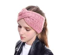 Women Stylish Soft Acrylic Woolen Headband New Cris Cross Bow Earwarmer Crochet Headwrap Hair Band for Spa Casual Ear Warmer Earmuff (A Lightpink)