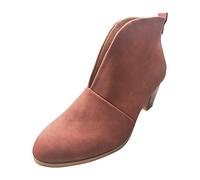 Women Suede Ankle Boots V Cut Block Heel Chelsea Booties Western Booties