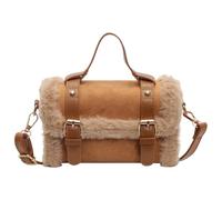 Women Suede Crossbody Bag Plush Velvet Messenger Bag Small Square Handbag Satchel Purse for Work Travel Shopping