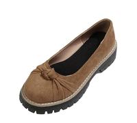 Women Suede Platform Chunky Loafers Lug Sole Chunky Loafers Height Increasing Vintage Thick-Soled Mid-Heeled Shoes British Style Slip On Shoes Casual Office Work Footwear for Spring Autumn 3.5-7.5
