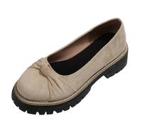 Women Suede Platform Chunky Loafers Lug Sole Chunky Loafers Height Increasing Vintage Thick-Soled Mid-Heeled Shoes British Style Slip On Shoes Casual Office Work Footwear for Spring Autumn 3.5-7.5