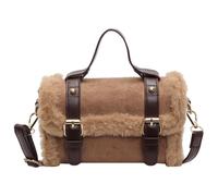 Women Suede Shoulder Bag Plush Velvet Crossbody Bag Messenger Bag Satchel Purse for Work Travel Shopping