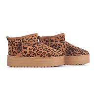 Women Suede Winter Boots Platform Low Ankle Snow Boot Women Classic Faux Fur Warm Lined Slip On Winter Ankle Shoes (LEOPARD MICRO, One Size, Adult, Women, 3, Numeric, UK Footwear Size System, Medium)