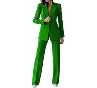 Women Suit 2 Pieces Business Pant Suit Sets Formal Office Lady Outfits Peak Lapel Women's Suiting for Work Professional Dark Green