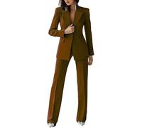Women Suit 2 Pieces Business Pant Suit Sets Formal Office Lady Outfits Peak Lapel Women's Suiting for Work Professional Brown