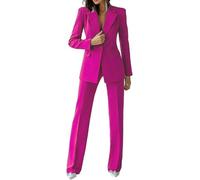 Women Suit 2 Pieces Business Pant Suit Sets Formal Office Lady Outfits Peak Lapel Women's Suiting for Work Professional Fuchsia