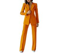 Women Suit 2 Pieces Business Pant Suit Sets Formal Office Lady Outfits Peak Lapel Women's Suiting for Work Professional Orange