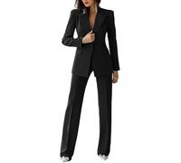 Women Suit 2 Pieces Business Pant Suit Sets Formal Office Lady Outfits Peak Lapel Women's Suiting for Work Professional Black