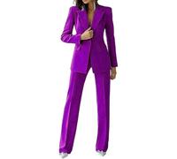 Women Suit 2 Pieces Business Pant Suit Sets Formal Office Lady Outfits Peak Lapel Women's Suiting for Work Professional Deep Purple