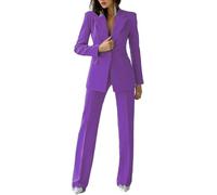 Women Suit 2 Pieces Business Pant Suit Sets Formal Office Lady Outfits Peak Lapel Women's Suiting for Work Professional Purple