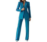 Women Suit 2 Pieces Business Pant Suit Sets Formal Office Lady Outfits Peak Lapel Women's Suiting for Work Professional Teal