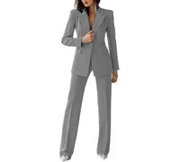 Women Suit 2 Pieces Business Pant Suit Sets Formal Office Lady Outfits Peak Lapel Women's Suiting for Work Professional Light Grey