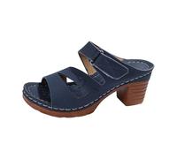 Women Summer Ankle Strap Block Heel Sandals Women's Beach Slope Heel Slippers Hollow Casual Slippers Slope Bottom Shoes Sandals Sandal Toe Tights for Tan Platform 6 (Blue,5)