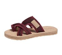 Women Summer Ankle Strap Flat Sandals Women's Summer Roman A Mesh Breathable A Footstool Non Flat Soft Bottom Breathable Toe Slippers Girls Sliders Size 1 Black And Green Womens Chunky (Red, 6.5)