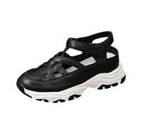 Women Summer Arch Support Platform Sandals Women's New Summer Sports Casual Comfortable Openwork Retro Chunky Heel Sandals Pale Blue for Ladies Sandles Size 5 (Black,4.5)