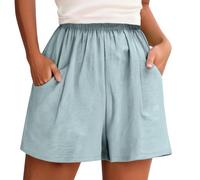 Women Summer Casual Shorts Drawstring Elastic High Waisted Wide Leg Cute Dressy Beach Shorts 2041 Fashion Vacation Outfits Lightweight Pants with Pockets Mint Green
