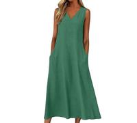 Women Summer Dresses Casual for 2026 Cotton Linen Maxi Dress Sleeveless Long Vacation Outfits Boho Lounge Indian Skater Holiday Party Cocktail Swim Cover Ups Jersey Black Plus Size Ladies Tiered