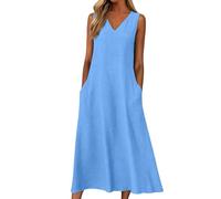 Women Summer Dresses Casual for 2026 Cotton Linen Maxi Dress Sleeveless Long Vacation Outfits Boho Lounge Indian Skater Holiday Party Cocktail Swim Cover Ups Jersey Black Plus Size Ladies Tiered