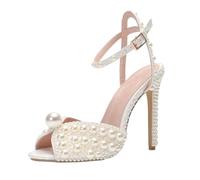 Women Summer Fish Mouth Slim Pearl Rhinestone Pumps Lh-2022-Rice White 41