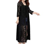 Women Summer Lace Cardigan Long Loose Mesh Shawl Hollow Knit Jacquard Solid Outwear