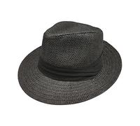 Women Summer Panama Fedora UV Protection Very Light and Breathable Foldable Straw Hats for Golf Garden Travel Holiday Outdoor Walking Black