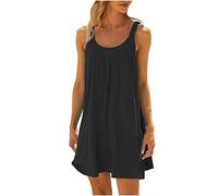 Women Summer Sexy Dresses Sun Dress Victorian Women's Comfortable Bohemian Beach Mini Vintage Flowy Holiday Sundress Casual A-Line Floral Black