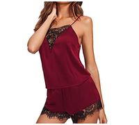 Women Summer Short Pyjamas Set Heart Print Sleeveless Cami Top and Shorts Loungewear Sleeveless Sleepwear PJ Set Nightwear Watermelon Red