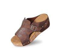 Women Summer Slip On Open Toe Wedge Slippers Casual Breathable Sandals Soft Sole Comfortable Lightweight Footwear (Brown, 5.5)