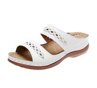Women Summer Solid Color Casual Open Toe Soft Bottom Breathable Slippers Shoes Sandals Womens Slipper Shoes Outdoor (White, 4.5)