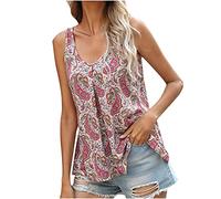 Women Summer Tank Tops Casual Sleeveless T Shirts Comic Relief T Shirts Boho Cold Shoulder Strappy Uneven Hem Ladies Slim-Fit Camisole Tank Vest Top Size 8-16 Pink M