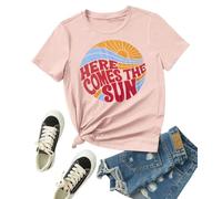 Women Summer Vacation Breastfeeding Zipper Nursing Tops Maternity Tees | Breastfeeding Shirts for Women Zip Up Mama Nursing Friendly Here Comes The Sun Vacation Postpartum Tees Pregnancy Clothes