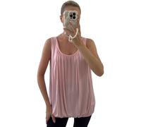 Women Summer Vests Racer Relaxed Ruched Hem Sleeveless Bubble Elasticated Camisole Round Neck Plus Size Vest Top Ladies Casual Plain Tops UK 8-22