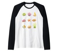 Women Summer Vibes Ocean Life Aquarium Coral Reefs Aesthetic Raglan Baseball Tee