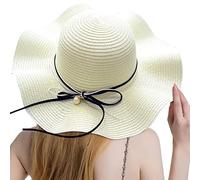 Women Summer Wide Straw Hat Beach Foldable Sun Hats Floppy Roll Up Sun Cap UPF 50+ Caps Wide Rim Hat Men Sun Hats Women White Mens Hats and Caps Summer Long Beach Hat