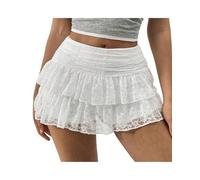 Women Summer Y2K Mini Skirt Leopard Print Layered Ruffle Hem Cake Skirt Tiered Cheetah Graphic A-Line Pleated Fairycore Skirt (White C, M)