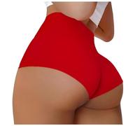 Women Summer Yoga Shorts Booty Butt Lifting Scrunch Shorts High Waisted Workout Gym Active Hot Pants Metallic Shorts for Women Big Shorts Women Red