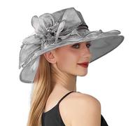 Women Sun Hat Plain Large Flower Shape English Lady Elegant Temperament Sun Hat Women Black, gray, One Size