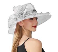 Women Sun Hat Plain Large Flower Shape English Lady Elegant Temperament Sun Hat Women Black, White, One Size