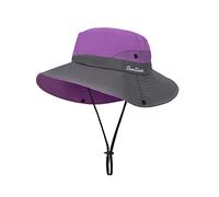 Women Sun Hat Wide Brim Outdoor UV Protection Summer Ponytail Hat Foldable Mesh Beach Fisherman's Cap for Gardening Travel Hiking Fishing 56-58CM (Purple)
